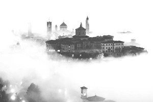 Upper Town Prints: Sunrise in Citta Alta, Bergamo, Bergamo province, Lombardy district, Italy, Europe