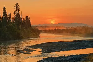 Northern Canada Collection: Sunrise on the Deazadeash River. Haines Road. Haines Junction, Yukon, Canada Haines Junction