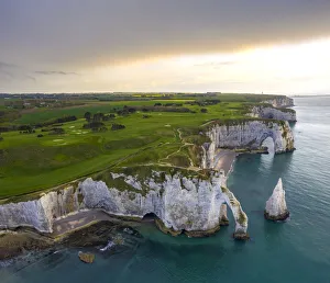 Seine Maritime Prints: Sunrise at Etretat, Octeville sur Mer, Le Havre, Seine Maritime, Normandy, France