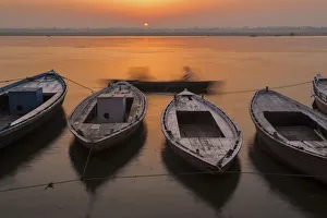 Varanasi Prints: Sunrise on the Gandin Varanasi, Uttar Pradesh, India