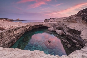 Province Of Lecce Prints: Sunrise at Grotta della Poesia, province of Lecce, Italy, Europe