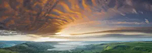 Sunrise over Hope Valley from Mam Tor, Peak District National Park, Derbyshire, England