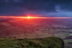 Storm Clouds Collection: Sunrise over Hope Valley, Peak District National Park, Derbyshire, England