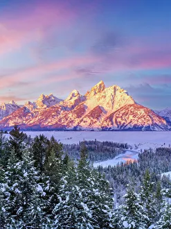 Wyoming Prints: Sunrise illuminating the Teton Mountain Range