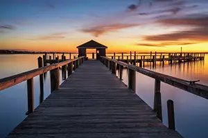 Wharf Prints: Sunrise at jetty, Cape Cod, Hyannis Port, Massachusetts, USA