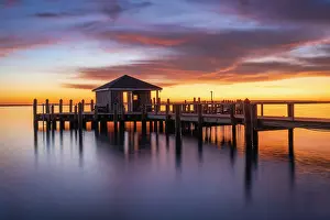 Dock Prints: Sunrise at jetty, Cape Cod, Hyannis Port, Massachusetts, USA