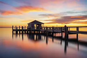 Michael Blanchette Prints: Sunrise at jetty, Cape Cod, Hyannis Port, Massachusetts, USA