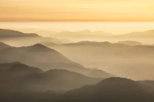Sunrise from Krvavec looking towards Koroska hills, Slovenia