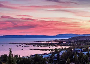 El Calafate Prints: Sunrise over Lake Argentino and El Calafate, Santa Cruz Province, Patagonia, Argentina