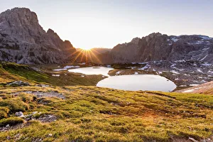 Lavaredo Prints: Sunrise at the Lakes of the Plans, Natural Park Three Peaks, Sesto Pusteria, Bolzano