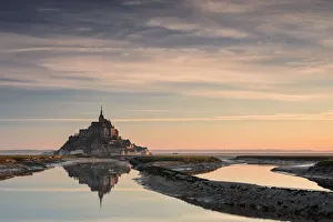 Sunrise at Le Mont Saint Michel, Manica, Avranches, Pontorson, Normandy, France