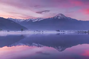 Alpi Orobie Prints: Sunrise on Legnone mount (Lecco province) reflected into Mera river from Dascio village