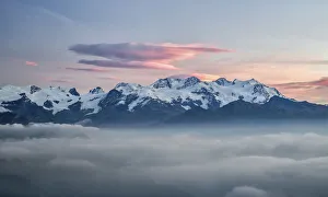 Ridges Prints: The sunrise lights coloring the Mount Rosa range, from its highest peak, Punta Dufour