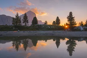 Tofane Prints: Sunrise at Limedes Lake. Cortina d Ampezzo, Belluno Province, Veneto District