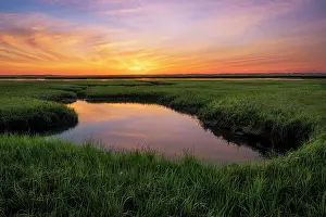 Scenic View Prints: Sunrise from marsh at Fort Hill, Cape Cod, Eastham, Massachusetts, USA