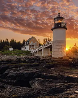 Port Clyde Prints: Sunrise from Marshall Point Lighthouse, Port Clyde, Maine, USA