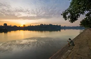 Sunrise over Moat, Angkor Wat, Siem Reap, Cambodia