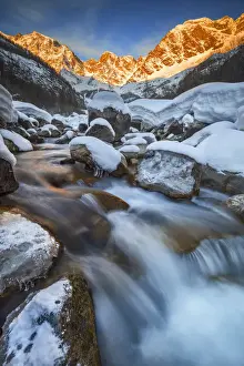 Sunrise over Monte Rosa, Macugnaga, Verbano Cusio Ossola, Piedmont, Italy