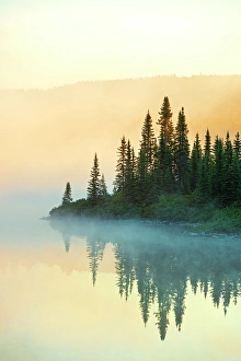 Northern Quebec Prints: Sunrise on a northern lake, Chibougameau, Quebec, Canada