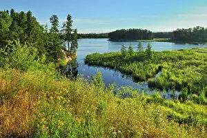 Kenora Prints: Sunrise on northern lake near Kenora, Ontario, Canada