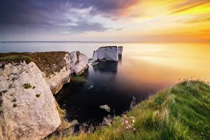 Purbeck Prints: Sunrise at Old Harry Rocks during summer
