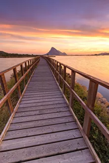Fences Prints: Sunrise from a pedestrian walkway. Porto Taverna, Loiri Porto San Paolo, Olbia Tempio