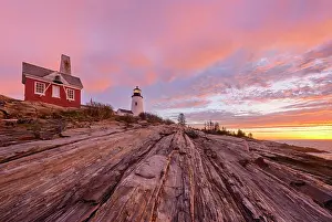 Pemaquid Point Prints: Sunrise at Pemqauid Point Lighthouse, Bristol, Maine, USA