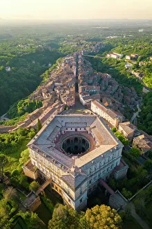 Sunrise at the pentagonal mansion called Villa Farnese, an amazing building in Caprarola town. Viterbo district, Lazio, Italy
