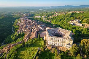 Viterbo Prints: Sunrise at the pentagonal mansion called Villa Farnese