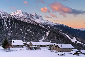 Italian Valley Prints: Sunrise in Ponte di Legno, Vescasa Alta, Brescia province, Lombardy, Italy