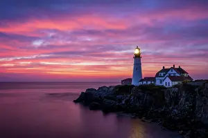 Navigation Prints: Sunrise from Portland Head Lighthouse, Cape Elizabeth, Maine, USA