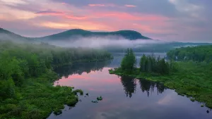 Marshfield Prints: Sunrise reflection on Turtlehead Pond, Marshfield, Vermont, USA