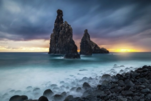 Northern Coast Prints: Sunrise at Ribeira da Janela beach, Porto Moniz, Madeira Island, Portugal