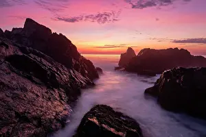 Ogunquit Prints: Sunrise on rocks at Marginal Way, Ogunquit, Maine, USA