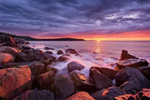 Michael Blanchette Prints: Sunrise from rocky coast of Acadia National Park, Maine, USa