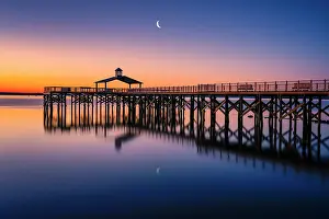 Fishing Pier Prints: Sunrise at Rocky Point State Park, Warwick, Rhode Island, USA