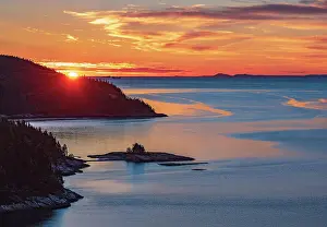 Sunrise along the Saguenay River. Laurentian Highlands Tadoussac Quebec, Canada