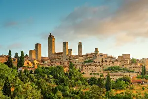 Toscana Prints: Sunrise over San Gimignano, Siena province, Tuscany, Italy
