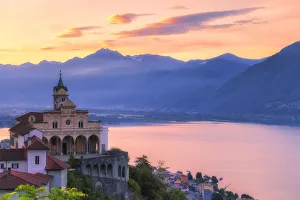 Sunrise at the Sanctuary of Madonna del Sasso, Orselina, Locarno, Lake Maggiore