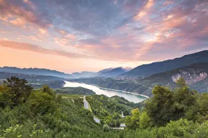 Santa Giustina Prints: Sunrise on Santa Giustina lake