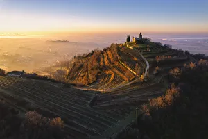 Sunrise over Santissima di Gussago in Franciacorta, Brescia province in Lombardy, Italy