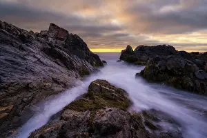 Ogunquit Prints: Sunrise from shore at Marginal Way, Ogunquit, Maine, USA