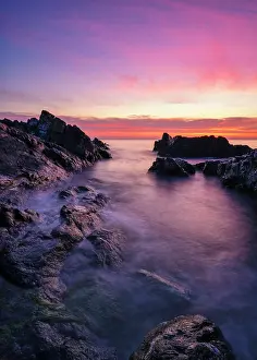 Michael Blanchette Prints: Sunrise from shore at Marginal Way, Ogunquit, Maine, USA
