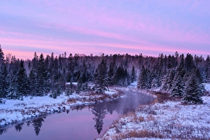 Flowing Water Prints: Sunrise skies over Junction Creek, Greater Sudbury, Ontario, Canada