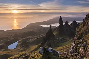 November Prints: Sunrise over the spectacular Old Man of Storr basalt pinnacles on the Isle of Skye