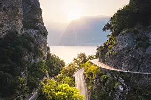 Garda Lake Prints: Sunrise over SS 45 bis Gardesana Occidentale and strada della Forra