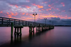 Dock Prints: Sunrise over Town Landing Pier, Falmouth, Maine, USA