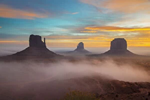 Sunrise view over the Mittens, Monument Valley Navajo Tribal Park, Arizona, USA