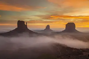 Sunrise view over the Mittens, Monument Valley Navajo Tribal Park, Arizona, USA