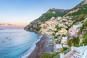 Campania Prints: Sunrise View Positano, Amalfi Coast, Campania, Italy